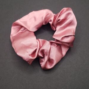 rose pink satin scrunchie